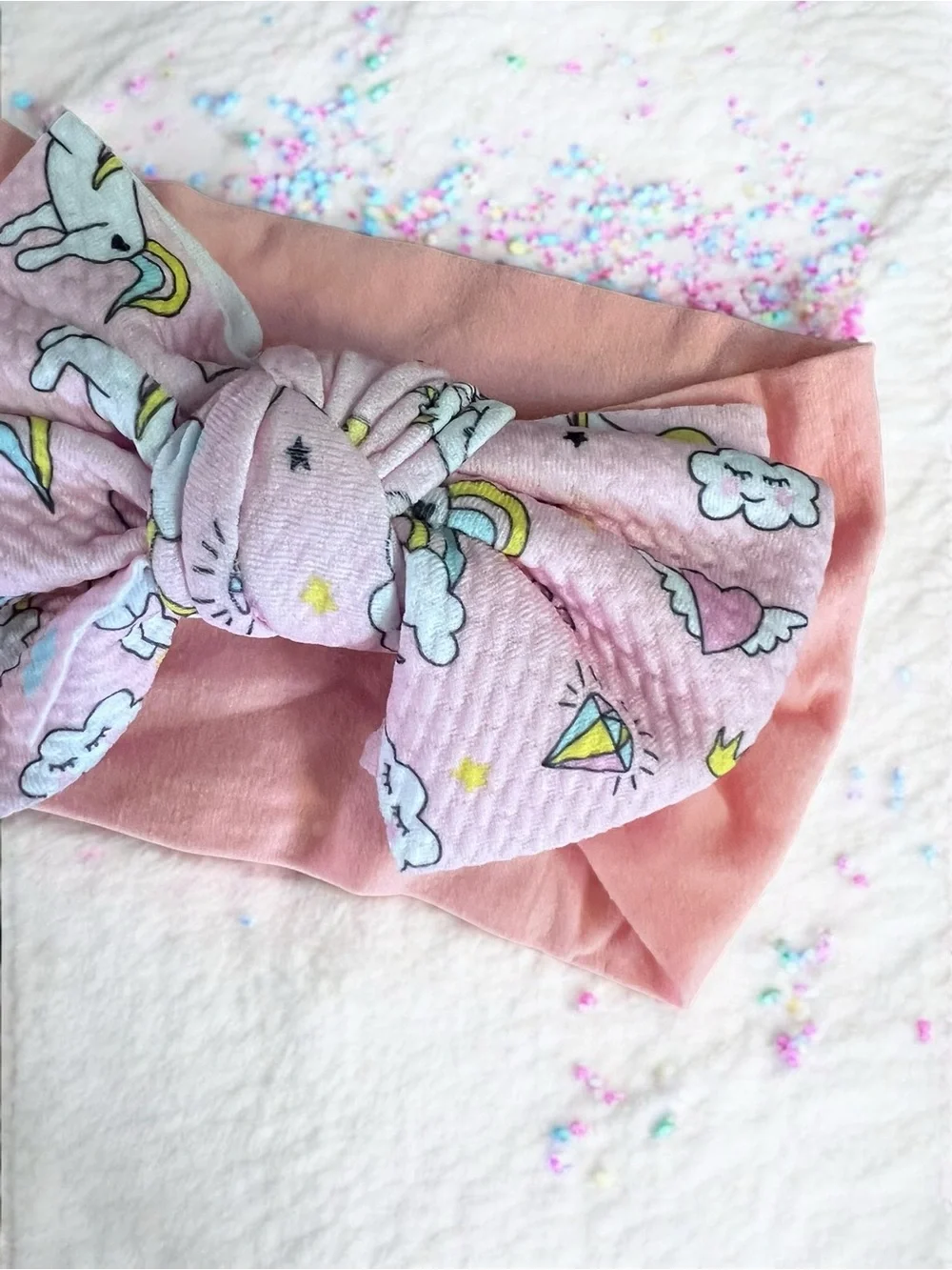 Baby Girl Pink Unicorn Headband Large Bow Hair Accessory Toddler